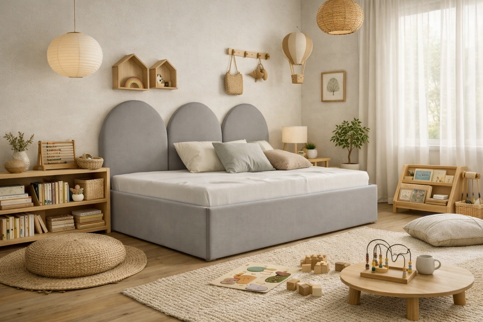 Młodzieżowe Łóżko Sofa Box Texti - Z Panelami Ściennymi i Pojemną Skrzynią
