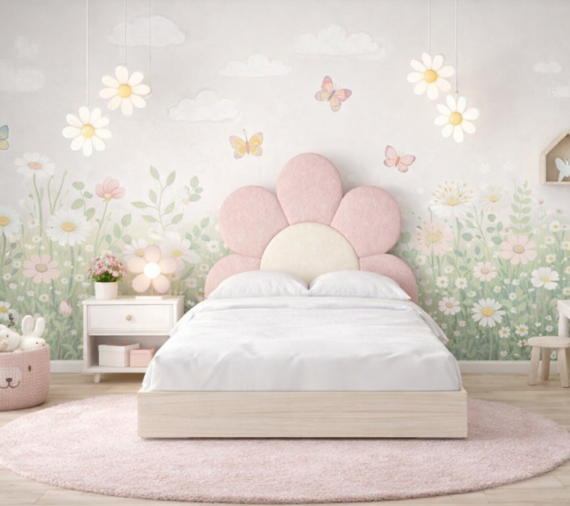 Łóżko Podłogowe Dziecięce Daisy Stokrotka Legs Basic - Kwiatowy Design Rośnie Razem z Dzieckiem