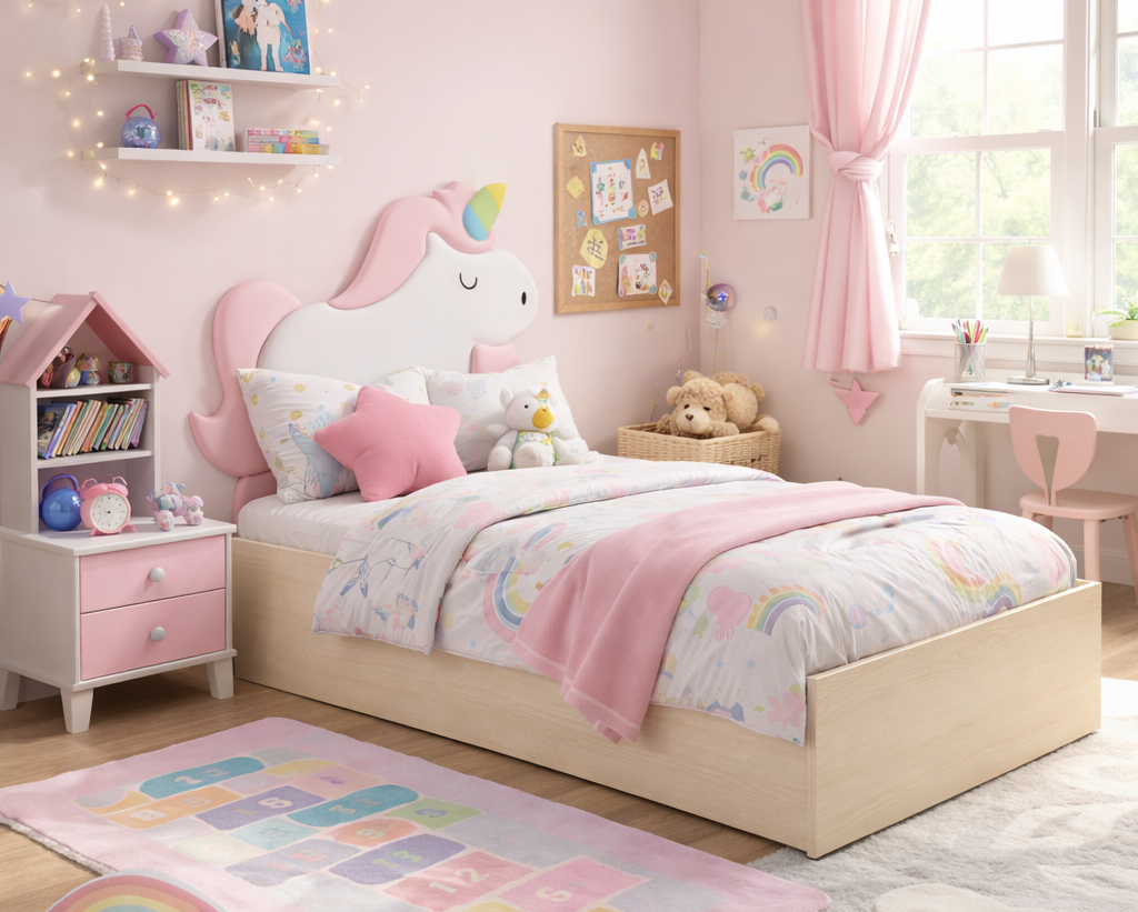 Łóżko Dziecięce Unicorn Box Basic - Łóżko Z Pojemnikiem I Zagłówkiem W Kształcie Jednorożca