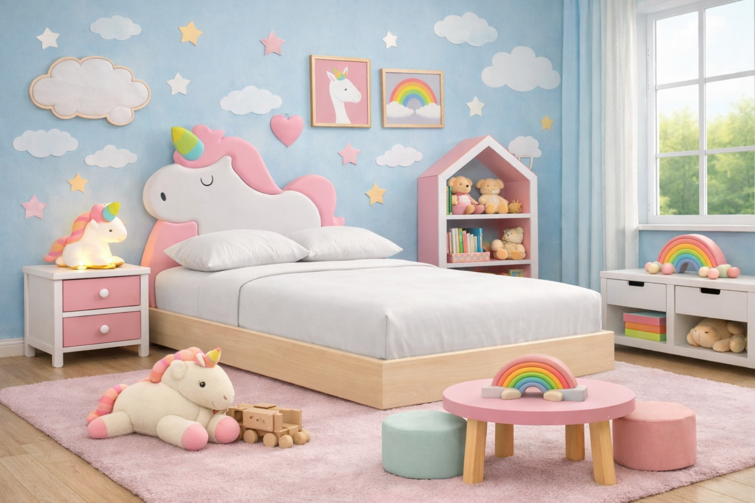 Łóżko Dziecięce Unicorn Legs Basic - Rosnące Łóżko Z Zagłówkiem W Kształcie Jednorożca