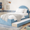 Łóżko Dziecięce Double Bed Pille - Podwójne Łóżko Tapicerowane Z Wysuwaną Szufladą Spania