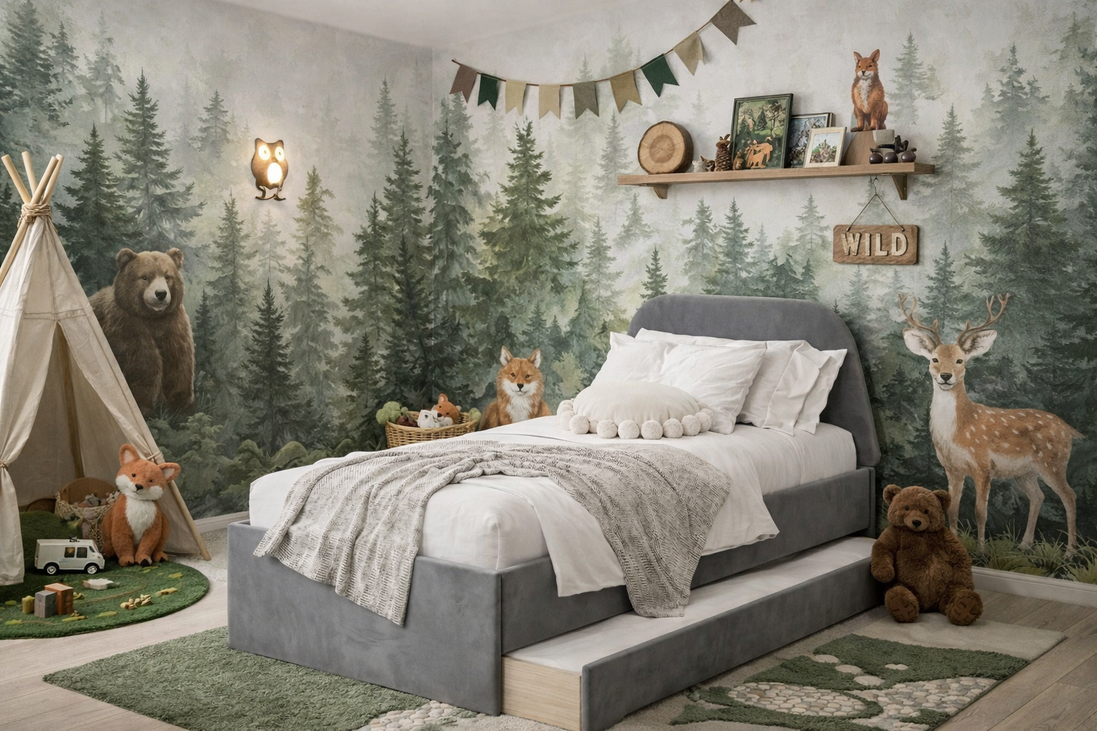 Łóżko Dziecięce Double Bed Trapez - Podwójne Łóżko Tapicerowane Z Wysuwaną Szufladą Spania