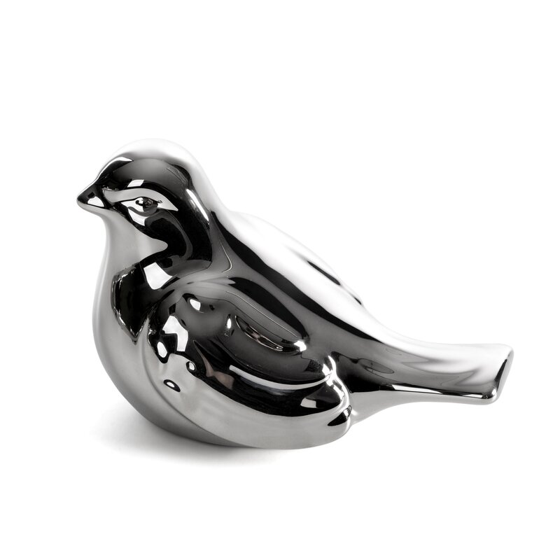 Figurka ceramiczna Fabio srebrna 13 X 8 X 9 CM – do nowoczesnych wnętrz