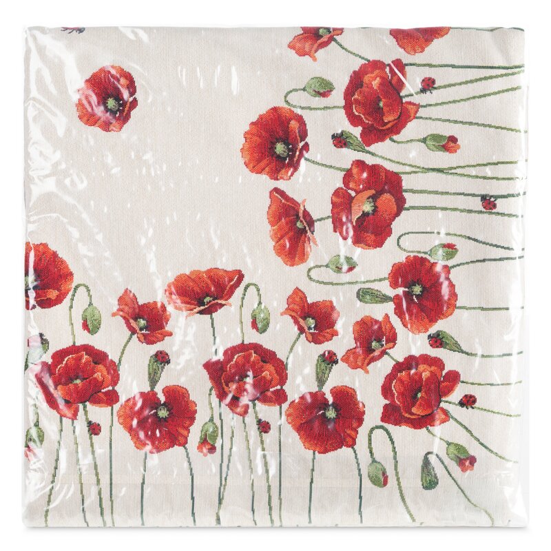 Obrus gobelinowy Maki naturalny 140X180 – wiosenna elegancja