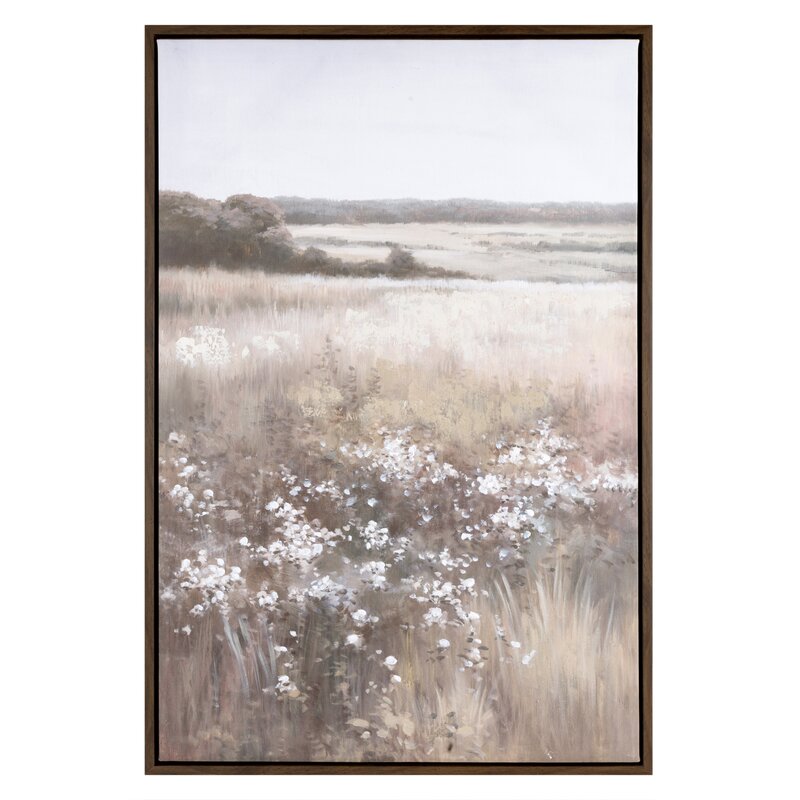 Obraz ręcznie malowany krajobraz beżowy 60 X 90 cm – wprowadza spokój natury
