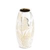 Wazon ceramiczny Glen 02 biały O 12 X 25 cm – ze złotym zdobieniem