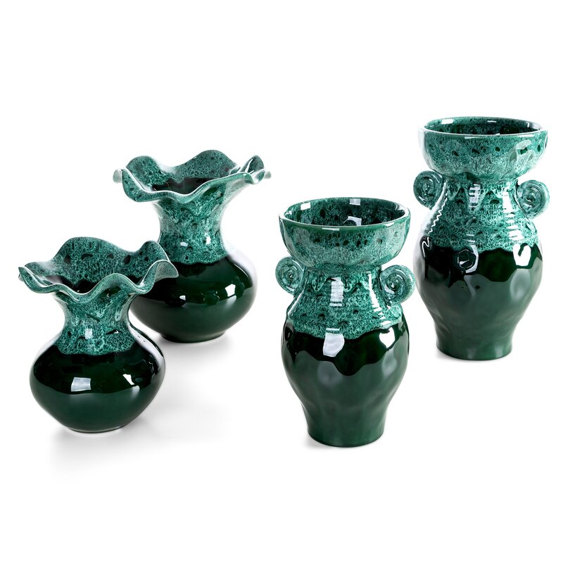 Wazon ceramiczny Dina zielony O 18 X 20 cm – z falistym brzegiem