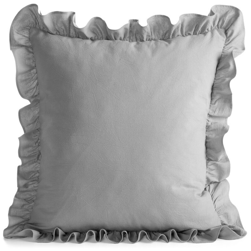 Poszewka z falbanką srebrna 45 X 45 cm – miękka i przytulna
