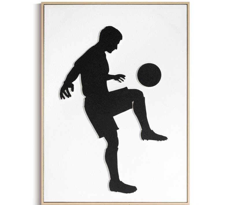 Obraz ręcznie malowany piłkarz kremowy 52 X 72 cm – inspiruje do działania