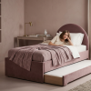 Łóżko Dziecięce Double Bed Pille - Podwójne Łóżko Tapicerowane Z Wysuwaną Szufladą Spania