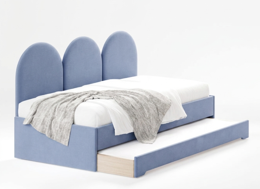 Łóżko Młodzieżowe Double Bed Z Panelami Ściennymi - Podwójne Łóżko Tapicerowane Z Wysuwaną Szufladą
