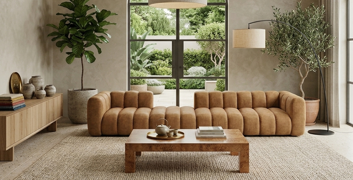 Nowoczesna pikowana sofa modułowa tapicerowana Arand SL+P+S+SP