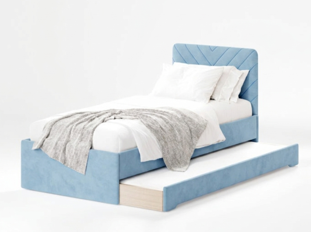 Łóżko Dziecięce Double Bed Stitch - Podwójne Łóżko Tapicerowane Z Wysuwaną Szufladą Spania