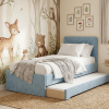 Łóżko Dziecięce Double Bed Stitch - Podwójne Łóżko Tapicerowane Z Wysuwaną Szufladą Spania