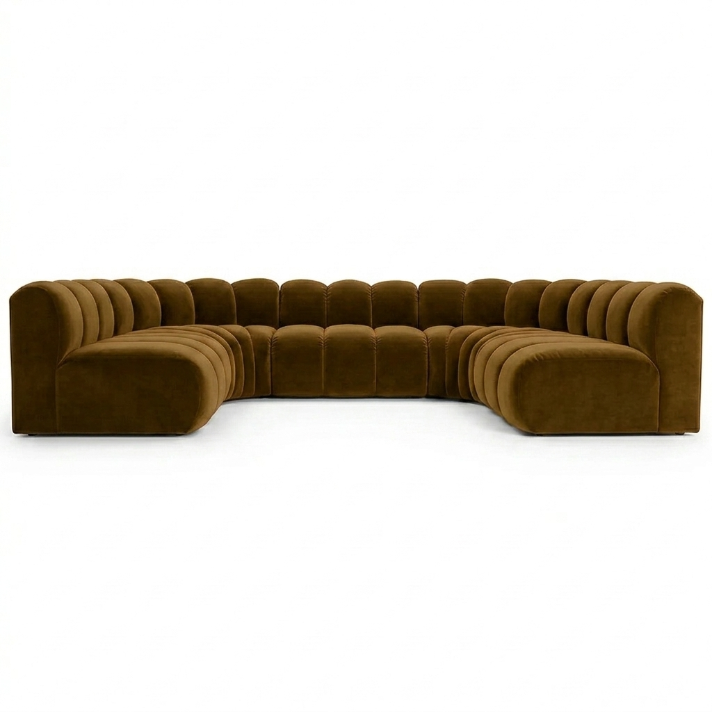 Sofa narożna modułowa tapicerowana kształt "U" Arand S+RS+S+RS+S