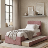 Łóżko Dziecięce Double Bed Redu - Podwójne Łóżko Tapicerowane Z Wysuwaną Szufladą Spania