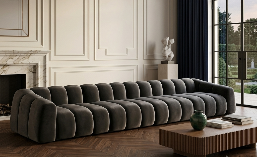 Nowoczesna Pikowana Sofa Modułowa Arand Line SL+S+S+SP - Duża Tapicerowana Kanapa 410 cm do Salonu