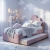Łóżko Dziecięce Double Bed Chmurka - Podwójne Łóżko Tapicerowane Z Wysuwaną Szufladą Spania