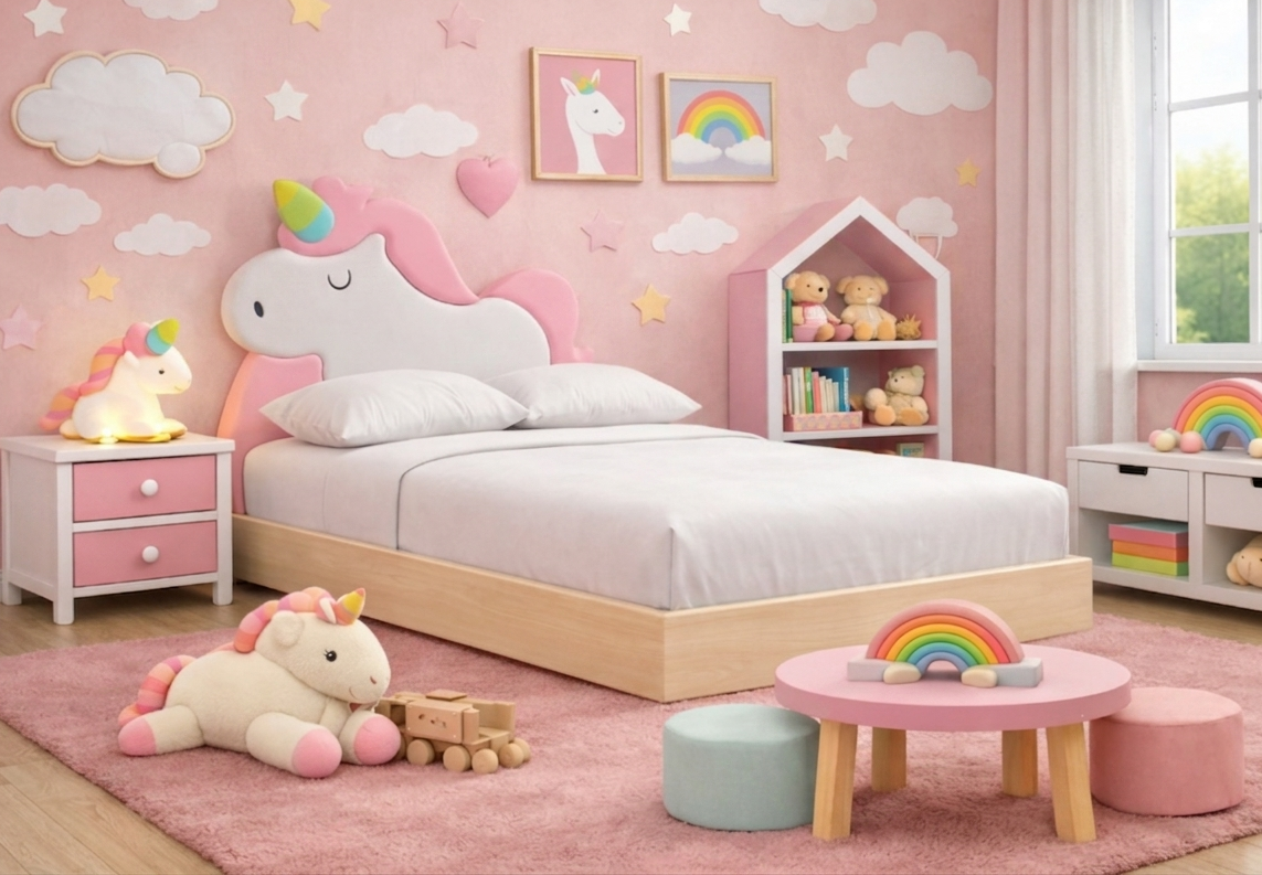 Łóżko Dziecięce Unicorn Legs Basic - Rosnące Łóżko Z Zagłówkiem W Kształcie Jednorożca