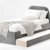 Łóżko Dziecięce Double Bed Trapez - Podwójne Łóżko Tapicerowane Z Wysuwaną Szufladą Spania