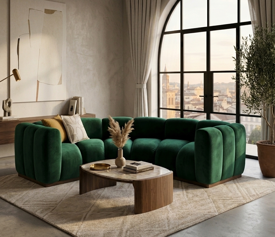 Półokrągła sofa modułowa tapicerowana Arand RL+RP
