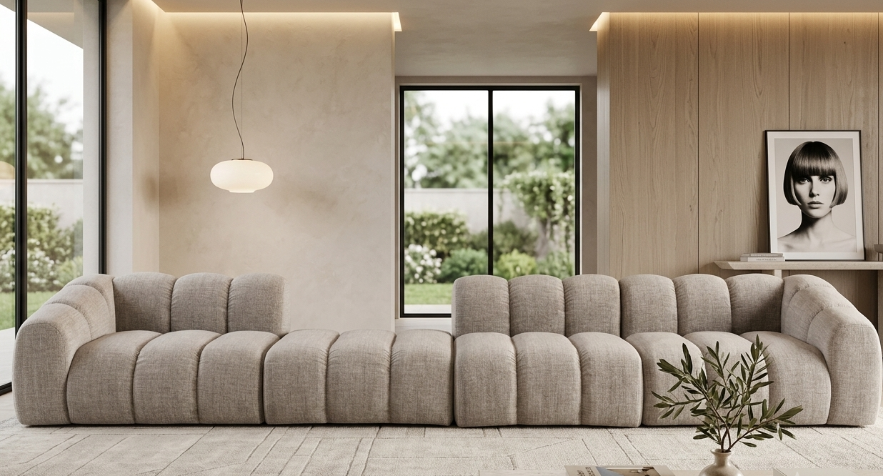 Sofa Tapicerowana Modułowa Arand Line SL+P+S+SP - Duża Kanapa 410 cm z Komfortowym Podłokietnikiem