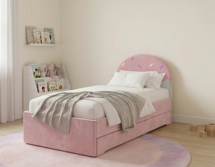 Łóżko Dziecięce Confetti Double Bed - Podwójne Łóżko Tapicerowane Z Wysuwaną Szufladą
