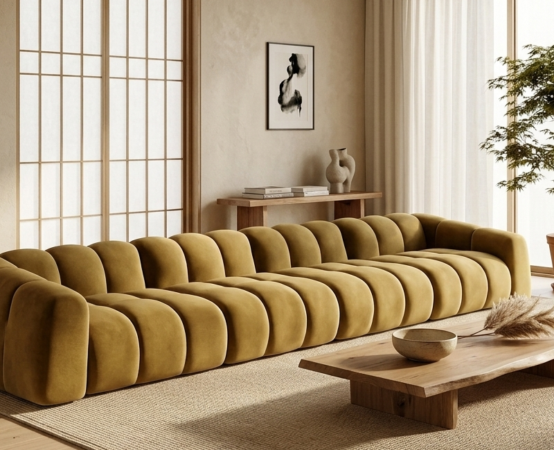 Nowoczesna Pikowana Sofa Modułowa Arand Line SL+S+S+SP - Duża Tapicerowana Kanapa 410 cm do Salonu