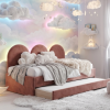 Łóżko Młodzieżowe Double Bed Z Panelami Ściennymi - Podwójne Łóżko Tapicerowane Z Wysuwaną Szufladą