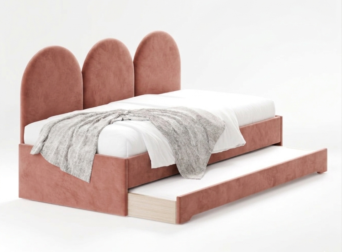Łóżko Młodzieżowe Double Bed Z Panelami Ściennymi - Podwójne Łóżko Tapicerowane Z Wysuwaną Szufladą