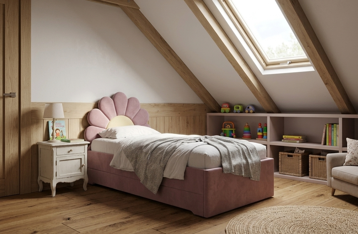 Łóżko Dziecięce Double Bed Daisy Stokrotka - Podwójne Łóżko Tapicerowane Z Szufladą Spania