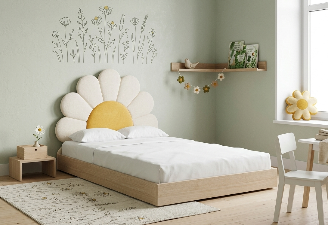 Łóżko Podłogowe Dziecięce Daisy Stokrotka Legs Basic - Kwiatowy Design Rośnie Razem z Dzieckiem