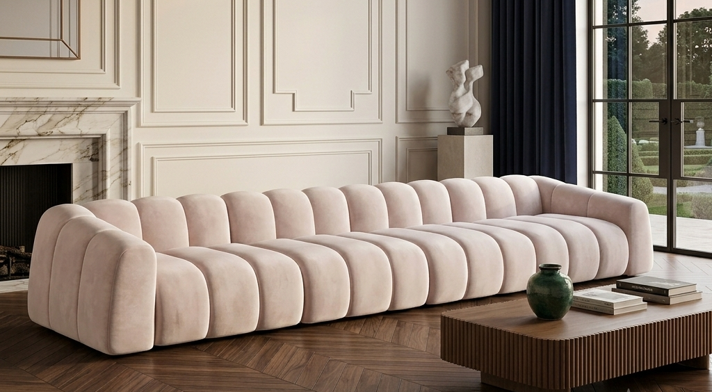 Nowoczesna Pikowana Sofa Modułowa Arand Line SL+S+S+SP - Duża Tapicerowana Kanapa 410 cm do Salonu