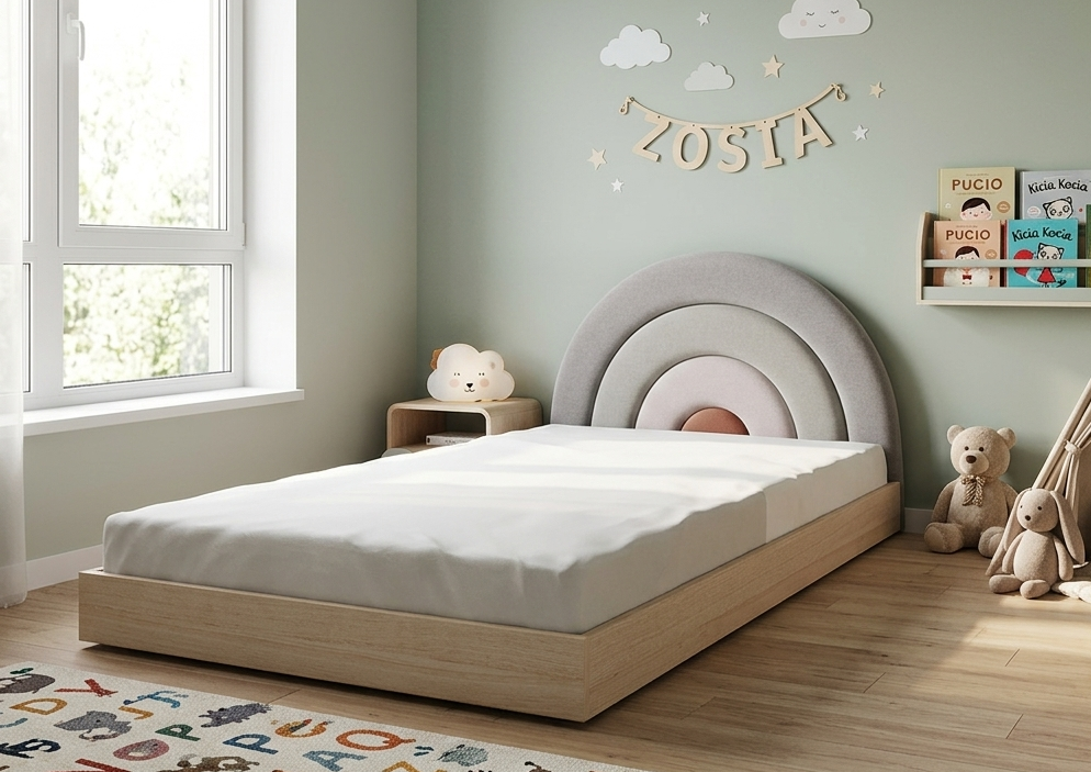 Rosnące Łóżko Dziecięce Rainbow Tęcza Legs Basic - Bajkowy Design z Tęczowym Zagłówkiem