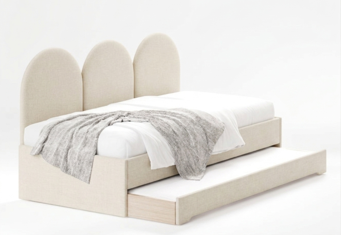 Łóżko Młodzieżowe Double Bed Z Panelami Ściennymi - Podwójne Łóżko Tapicerowane Z Wysuwaną Szufladą