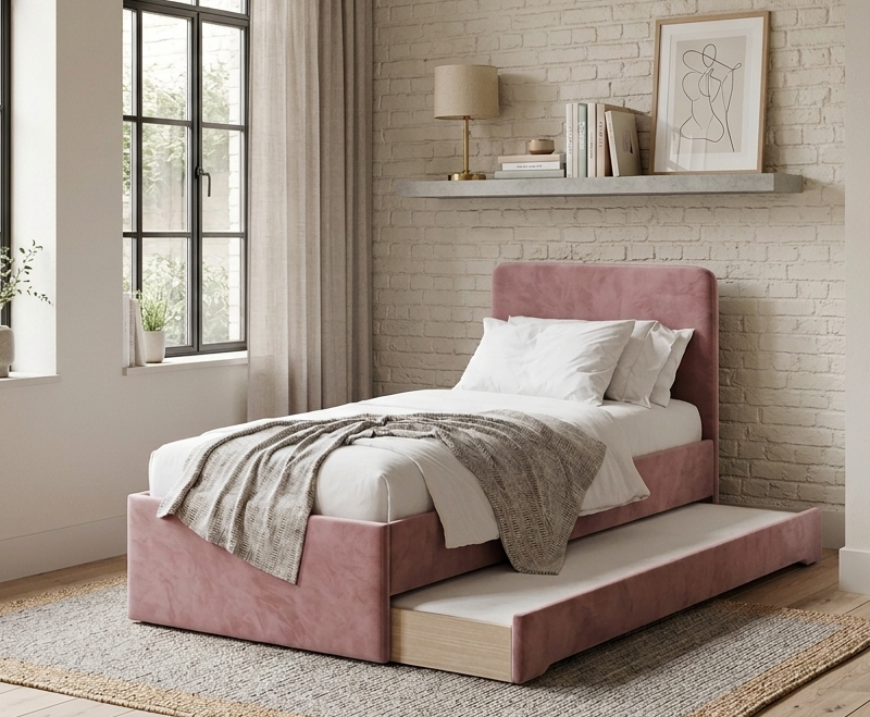 Łóżko Dziecięce Double Bed Redu - Podwójne Łóżko Tapicerowane Z Wysuwaną Szufladą Spania