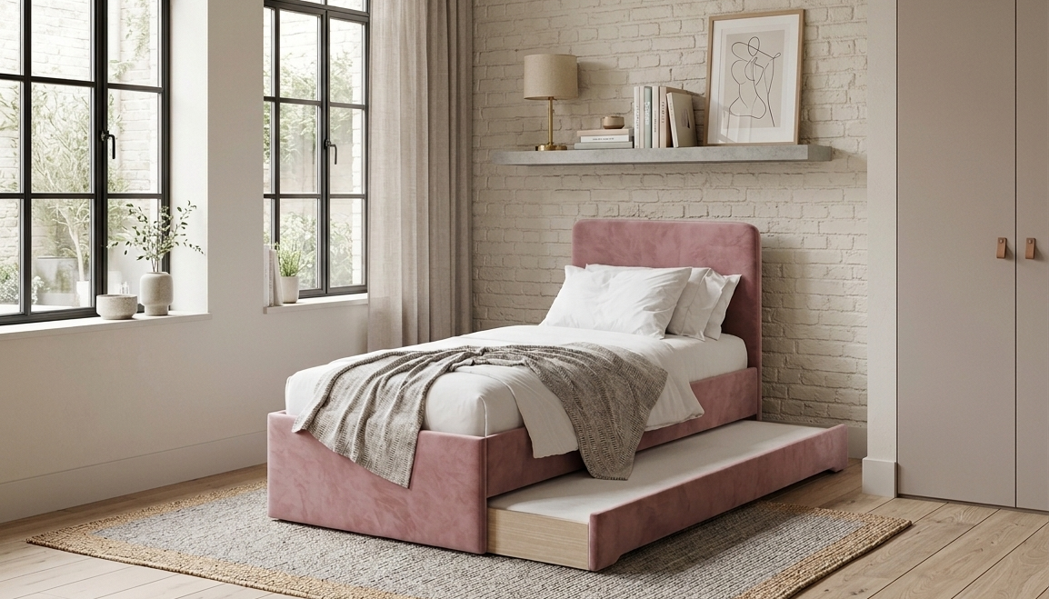 Łóżko Dziecięce Double Bed Redu - Podwójne Łóżko Tapicerowane Z Wysuwaną Szufladą Spania