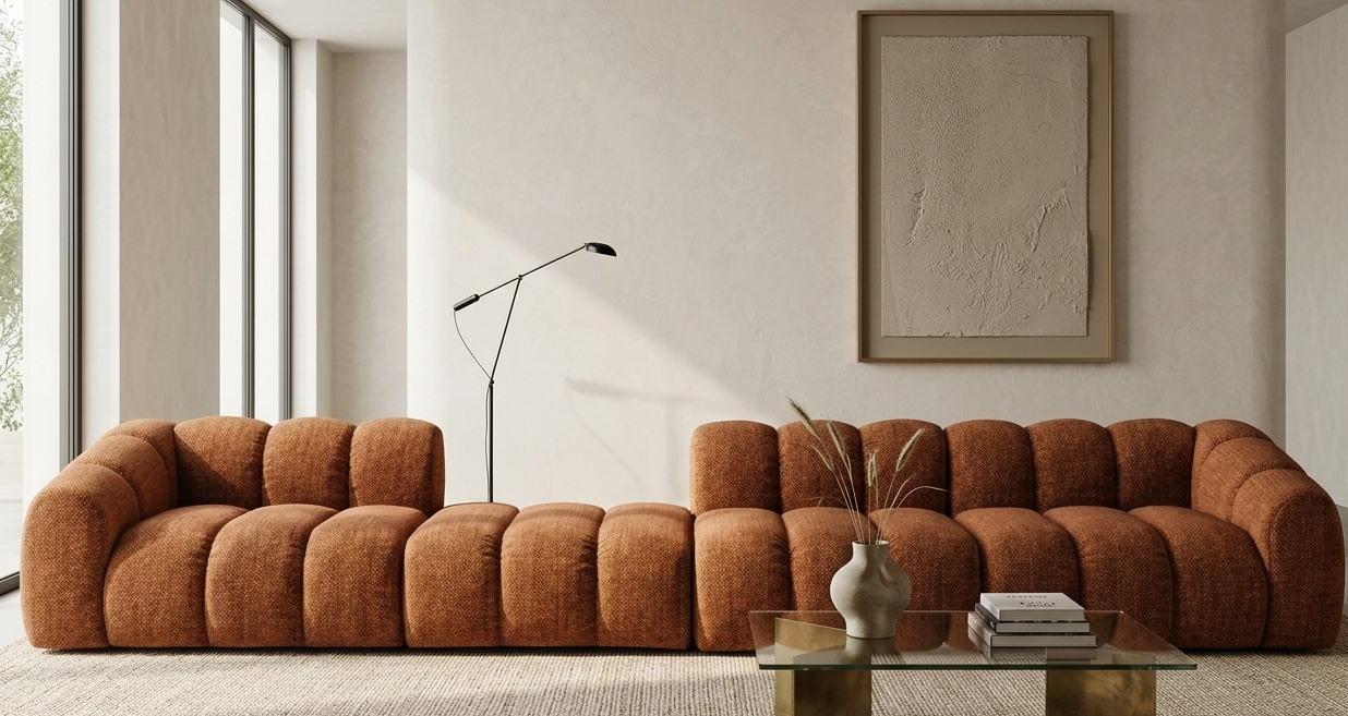 Sofa Tapicerowana Modułowa Arand Line SL+P+S+SP - Duża Kanapa 410 cm z Komfortowym Podłokietnikiem