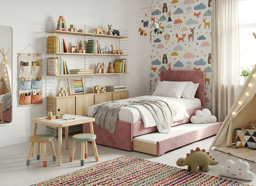 Łóżko Dziecięce Double Bed Redu - Podwójne Łóżko Tapicerowane Z Wysuwaną Szufladą Spania