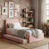 Łóżko Dziecięce Double Bed Stitch - Podwójne Łóżko Tapicerowane Z Wysuwaną Szufladą Spania