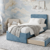 Łóżko Dziecięce Double Bed Redu - Podwójne Łóżko Tapicerowane Z Wysuwaną Szufladą Spania
