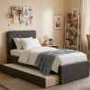 Łóżko Dziecięce Double Bed Stitch - Podwójne Łóżko Tapicerowane Z Wysuwaną Szufladą Spania