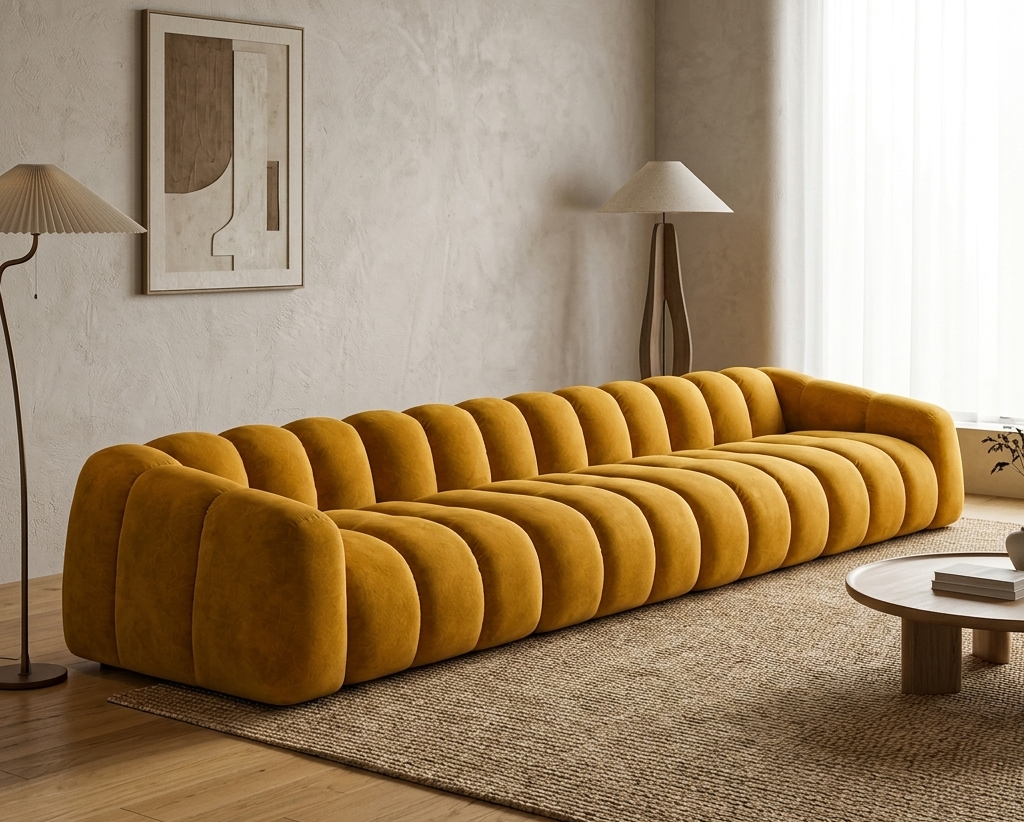 Nowoczesna Pikowana Sofa Modułowa Arand Line SL+S+S+SP - Duża Tapicerowana Kanapa 410 cm do Salonu