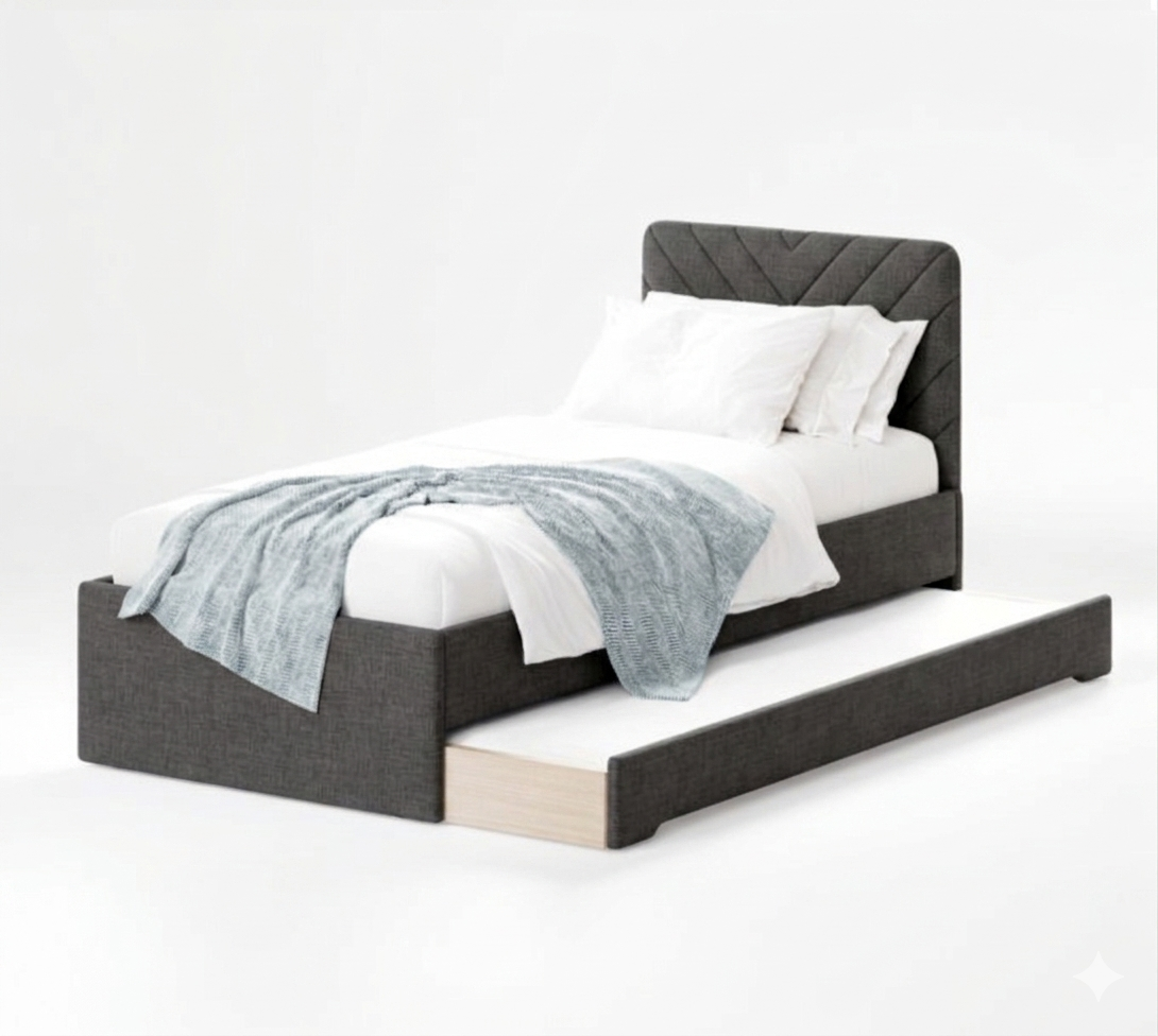 Łóżko Dziecięce Double Bed Stitch - Podwójne Łóżko Tapicerowane Z Wysuwaną Szufladą Spania