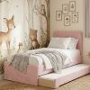 Łóżko Dziecięce Double Bed Redu - Podwójne Łóżko Tapicerowane Z Wysuwaną Szufladą Spania