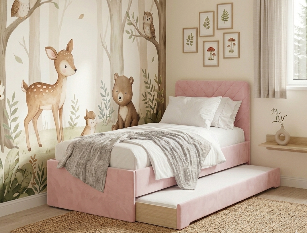 Łóżko Dziecięce Double Bed Stitch - Podwójne Łóżko Tapicerowane Z Wysuwaną Szufladą Spania
