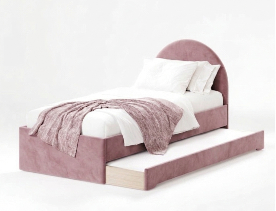Łóżko Dziecięce Double Bed Pille - Podwójne Łóżko Tapicerowane Z Wysuwaną Szufladą Spania