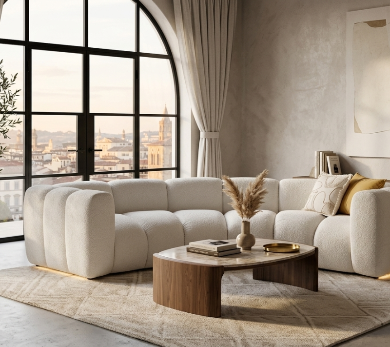 Półokrągła sofa modułowa tapicerowana Arand RL+RP