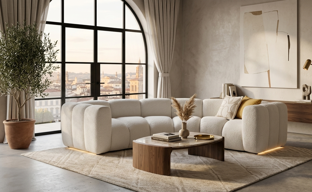 Półokrągła sofa modułowa tapicerowana Arand RL+RP