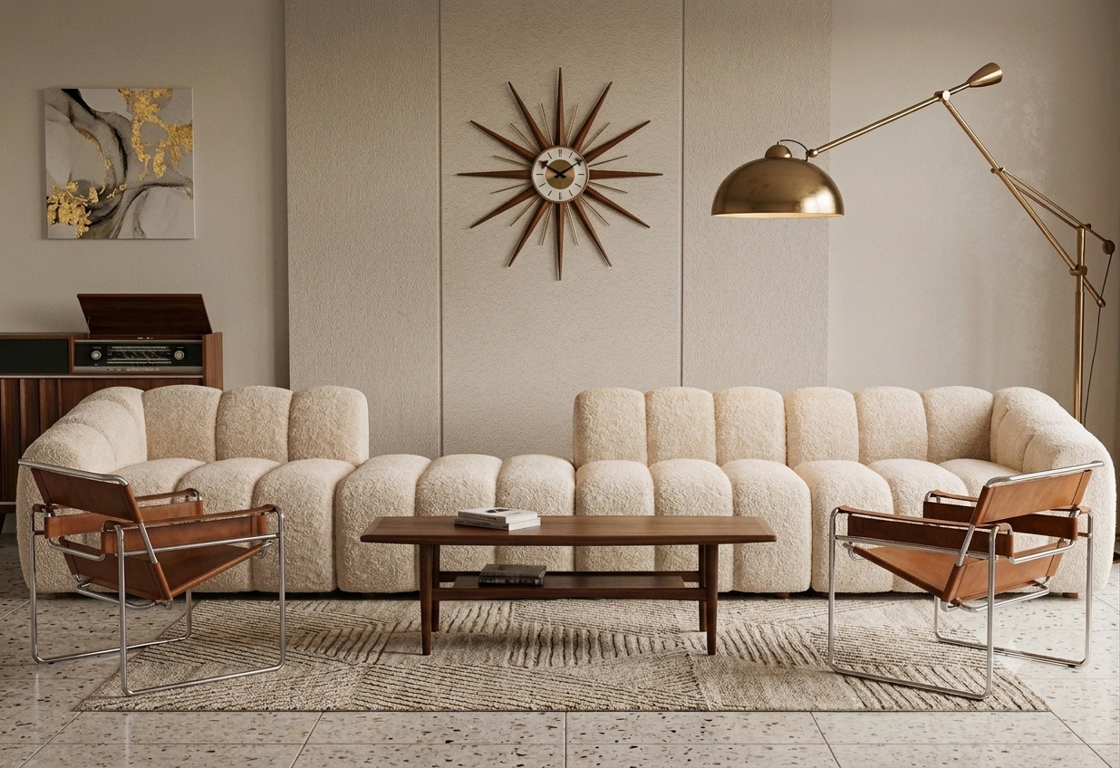 Sofa Tapicerowana Modułowa Arand Line SL+P+S+SP - Duża Kanapa 410 cm z Komfortowym Podłokietnikiem
